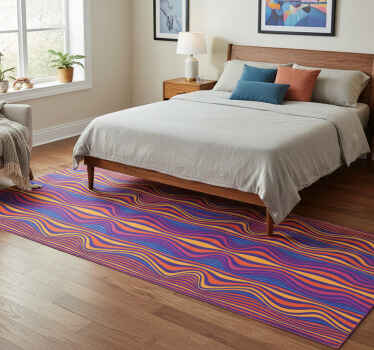 Bedroom vinyl rug with psychedelic wavy lines - TenStickers