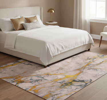 Bedroom vinyl rug in warm gold marble - TenStickers