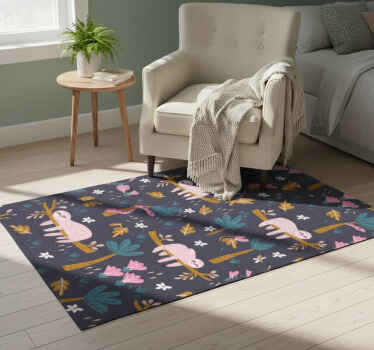 Bedroom vinyl rug sloth and leaves design - TenStickers