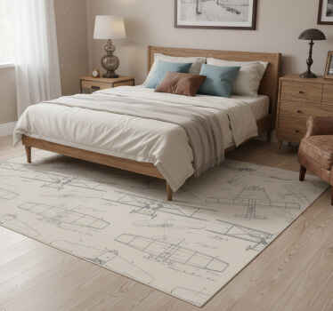 Bedroom vinyl rug with vintage planes pattern - TenStickers