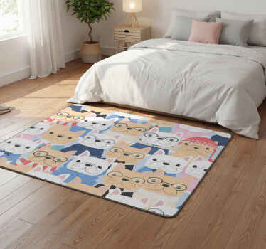 Cute puppies bedroom vinyl rug - TenStickers
