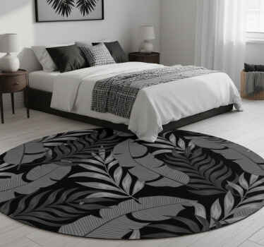 Bedroom vinyl rug dark jungle leaves design - TenStickers
