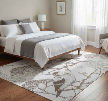 Bedroom vinyl rug with grey and brown birds design - TenStickers