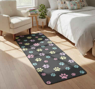 Amazing colorful dog paws bedroom vinyl rug - TenStickers