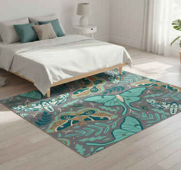 Green and blue butterflies bedroom vinyl rug - TenStickers