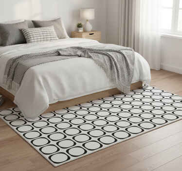 Bedroom vinyl rug in black and white tiles - TenStickers