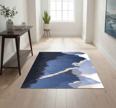 Alfombra vinílica naturaleza bosque gris montañas y sol - TenVinilo