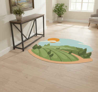 Alfombra vinílica naturaleza ilustración de campos - TenVinilo