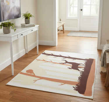 Alfombra vinílica naturaleza bosque marrón y ciervo - TenVinilo