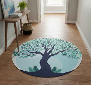 Alfombra vinílica naturaleza Árbol de la vida azul - TenVinilo