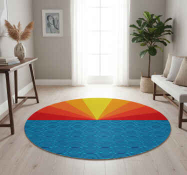 Alfombra vinílica naturaleza atardecer retro - TenVinilo