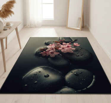 Nature vinyl rug for a zen stone bathroom - TenStickers