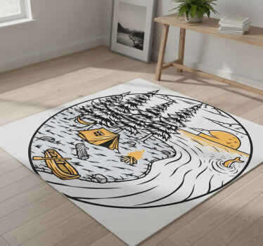 Alfombra vinílica naturaleza insignia paisaje amarillo - TenVinilo