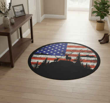 Tapis vinyle nature silhouette de montagne drapeau américain - TenStickers