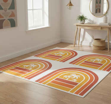 Alfombra vinílica naturaleza atardecer retro y palmas - TenVinilo