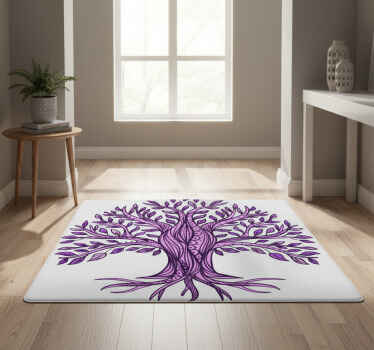 Alfombra vinílica naturaleza patrón Árbol de la vida púrpura - TenVinilo