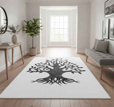 Alfombra vinílica naturaleza Árbol de la vida líneas - TenVinilo