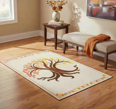 Nature vinyl rug tree of life in autumn colors - TenStickers