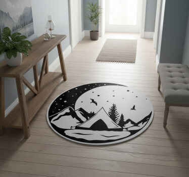 Alfombra vinílica naturaleza montañas y luna noche - TenVinilo