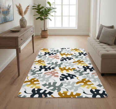 Alfombra vinílica naturaleza hojas doradas y multicolor - TenVinilo