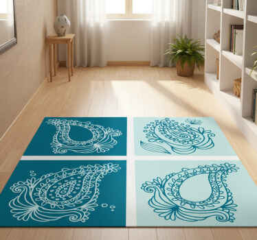 Nature vinyl rug with paisley pattern tiles - TenStickers