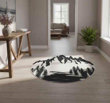 Nature vinyl rug mountain landscape silhouette - TenStickers