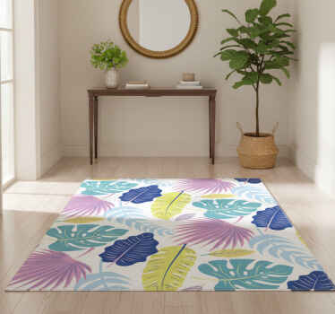 Nature vinyl rug with vibrant leaf designs - TenStickers