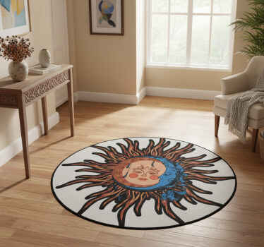Nature vinyl rug celestial sun and moon design - TenStickers