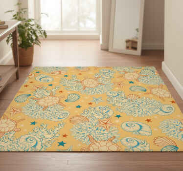 Nature vinyl rug coral and ocean life - TenStickers
