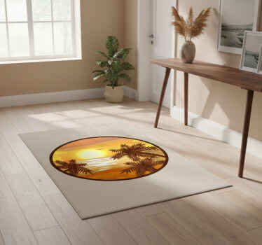 Nature vinyl rug serene sunset view - TenStickers