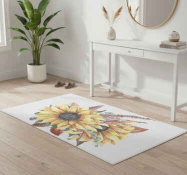 Nature vinyl rug sunflower floral design - TenStickers