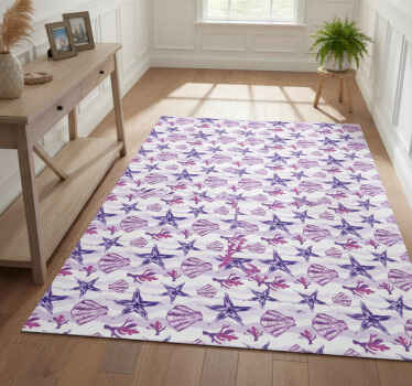 Alfombra vinílica naturaleza patrón de conchas coralinas - TenVinilo