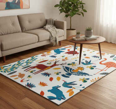 Flower vinyl rug with tengango style flora and fauna - TenStickers