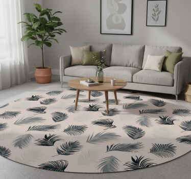 Flower vinyl rug with lush palm leaf design - TenStickers