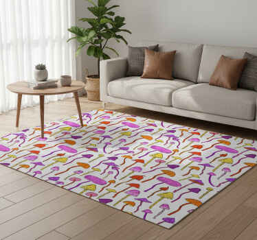 Vinil podovi cvijeće i biljke uz uzorak halucinogenih gljiva - TenStickers