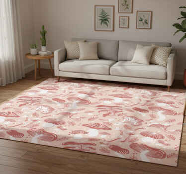 Vinil podovi cvijeće i biljke gljive u šumi na bež pozadini - TenStickers