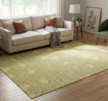 Vinil podovi cvijeće i biljke zlatni i zeleni uzorak - TenStickers