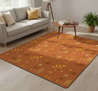 Flower vinyl rug in orange leaf tones design - TenStickers