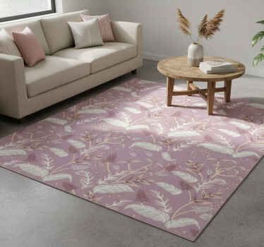Flower vinyl rug in vintage pink tropical leaves - TenStickers