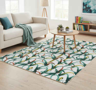 Flower vinyl rug with beautiful tropical plants design - TenStickers