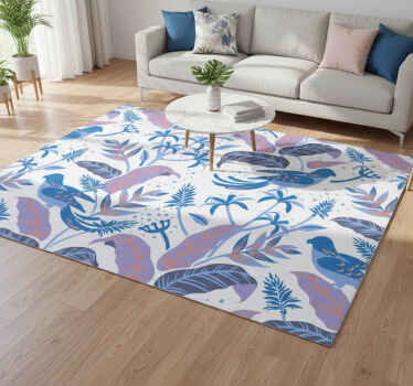 Vinil podovi cvijeće i biljke ptice na listovima - TenStickers