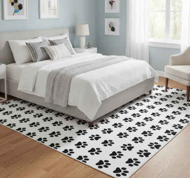 Bedroom vinyl rug with black dog paw prints - TenStickers