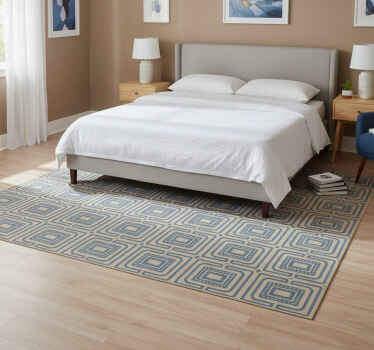 Bedroom vinyl rug with bronze and dark blue squares - TenStickers