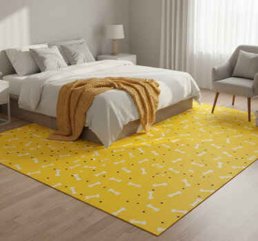 Bedroom vinyl rug with cute yellow dog bone design - TenStickers