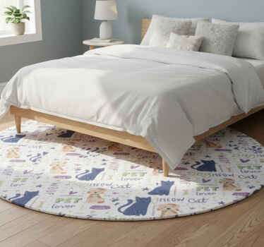 Bedroom vinyl rug featuring vibrant dog doodles - TenStickers