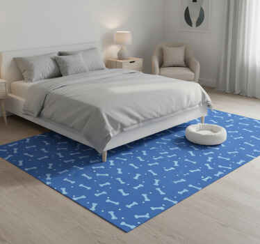 Bedroom vinyl rug with a stunning blue bone pattern - TenStickers