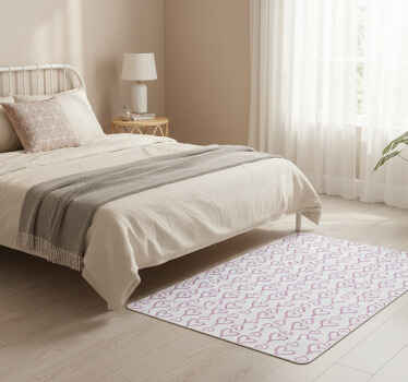 Pink illustrated heart icons bedroom vinyl rug - TenStickers