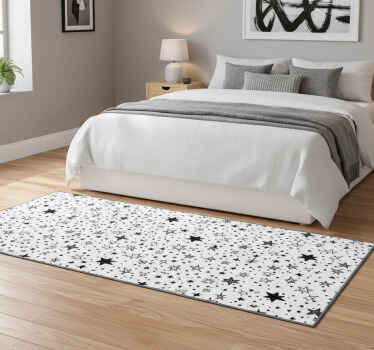 Bedroom vinyl rug with black stars on white background - TenStickers