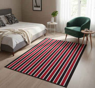 Bedroom vinyl rug with black and red stripes - TenStickers