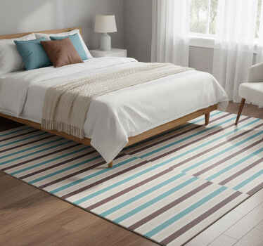 Bedroom vinyl rug with retro blue and white design - TenStickers